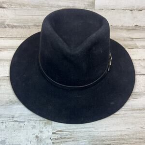 Stetson Showdown Black Fur Felt Western Rancher Hat Leather Band Men's 6 3/4